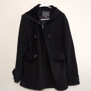 Covington Women's Size XL Black Pea Coat with Hood Nautical Stylish